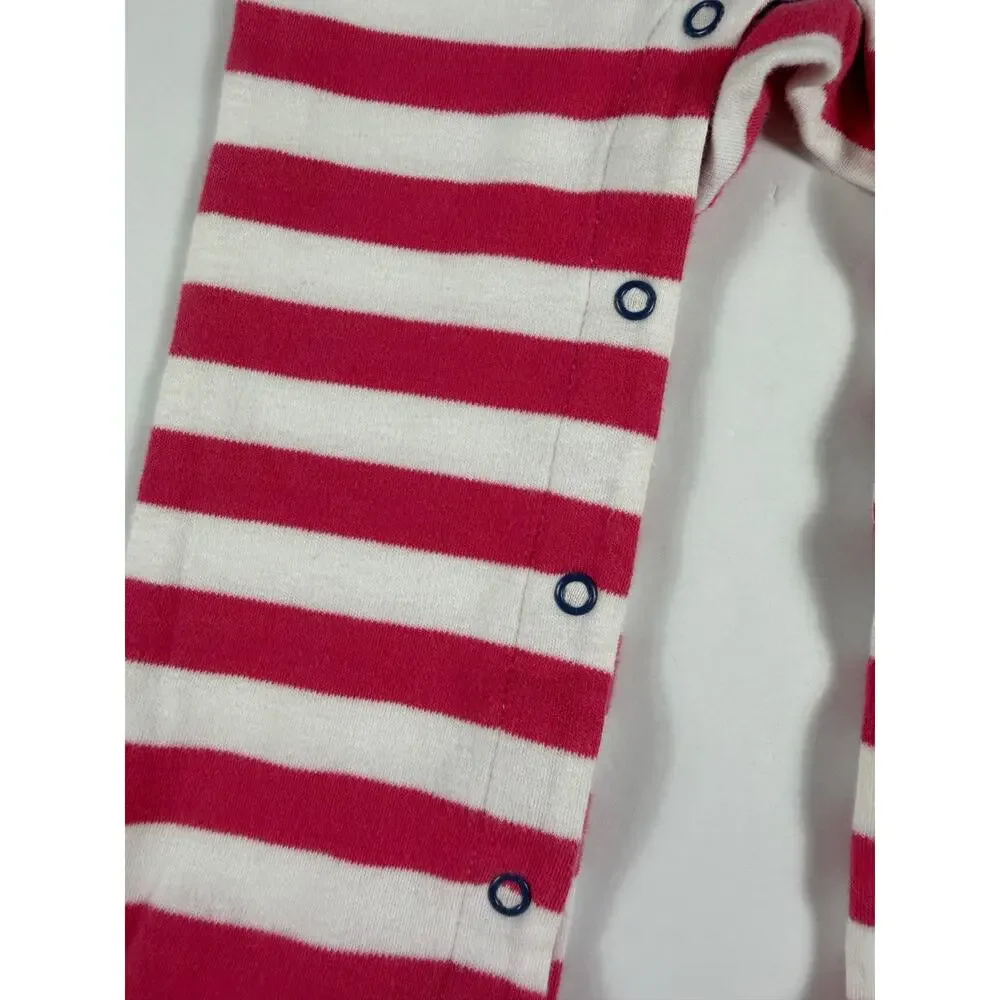 Kite Organic Sailboat Applique Striped Footed Romper Pink Size 18–24 Months